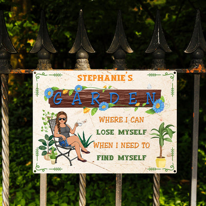 And Into The Garden I Go Gardening Girl - Personalized Custom Classic Metal Signs - Garden Signs - Gift For Garden Lovers