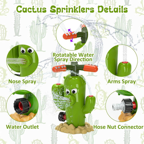 Spinning Cactus Sprinkler - Outdoor Auto Watering Toy for Garden and Backyard Fun