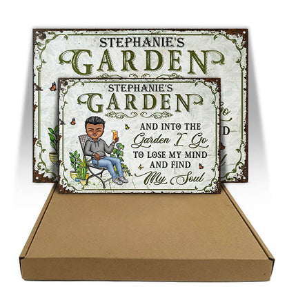 And Into The Garden I Go Gardening Gender - Garden Sign - Personalized Custom Classic Metal Signs