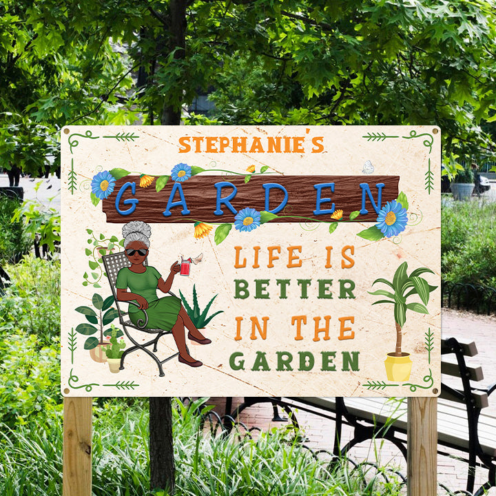 And Into The Garden I Go Gardening Girl - Personalized Custom Classic Metal Signs - Garden Signs - Gift For Garden Lovers