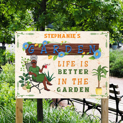 And Into The Garden I Go Gardening Girl - Personalized Custom Classic Metal Signs - Garden Signs - Gift For Garden Lovers