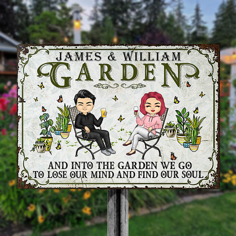 And Into The Garden We Go Gardening - Garden Sign For Couples - Personalized Custom Classic Metal Signs