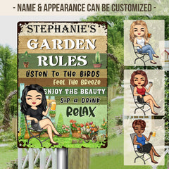 Personalized Custom Garden Metal Sign Garden Rules Feel The Breeze Enjoy The Beauty Gardening Classic Metal Sign