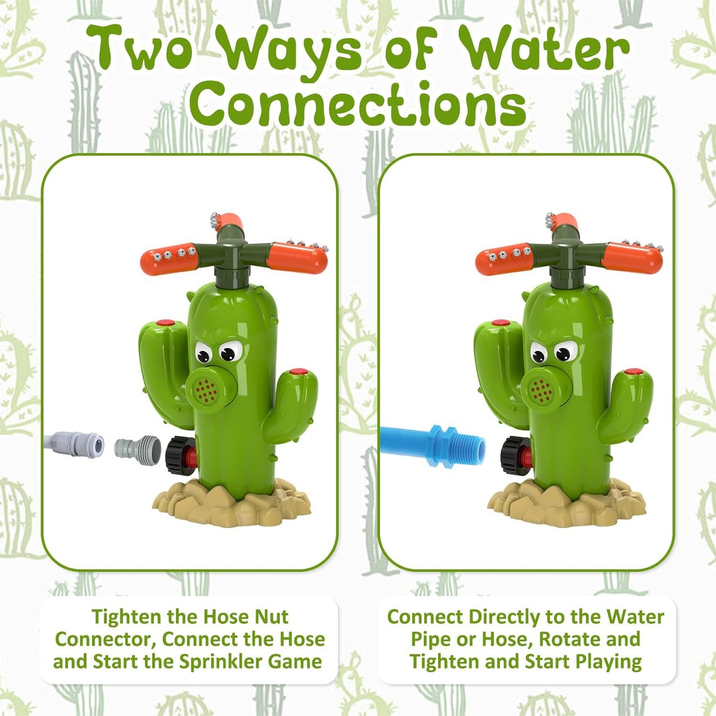 Spinning Cactus Sprinkler - Outdoor Auto Watering Toy for Garden and Backyard Fun