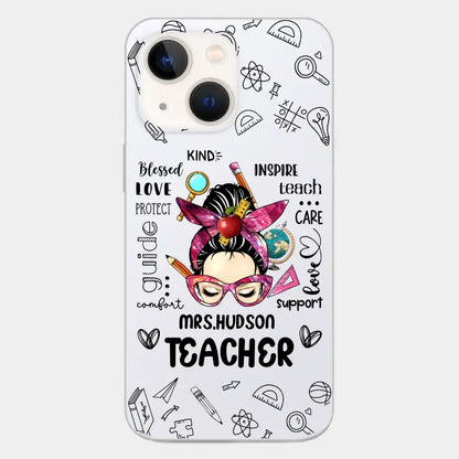 Messy Bun Teacher Typography Personalized Space Phone case