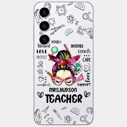 Messy Bun Teacher Typography Personalized Space Phone case