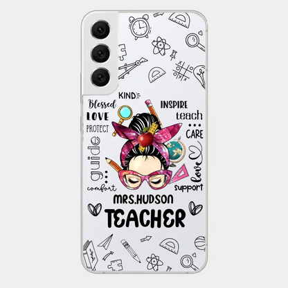 Messy Bun Teacher Typography Personalized Space Phone case