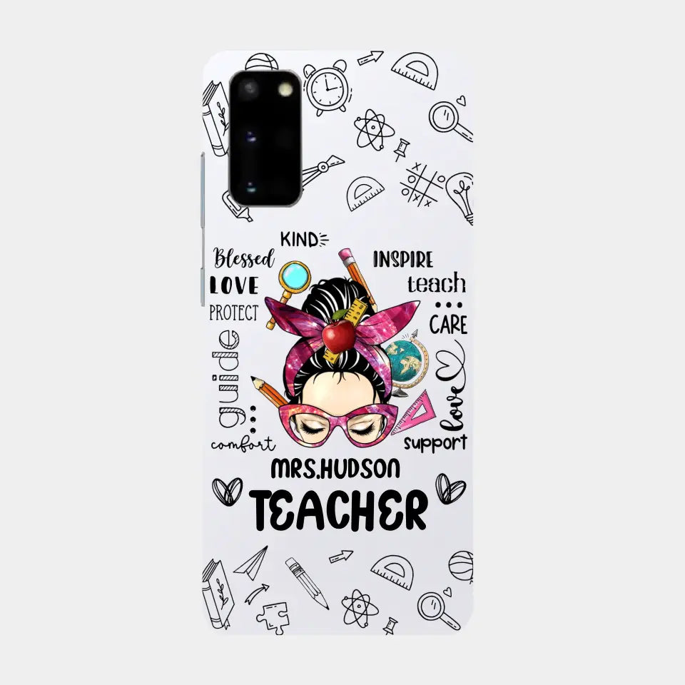 Messy Bun Teacher Typography Personalized Space Phone case