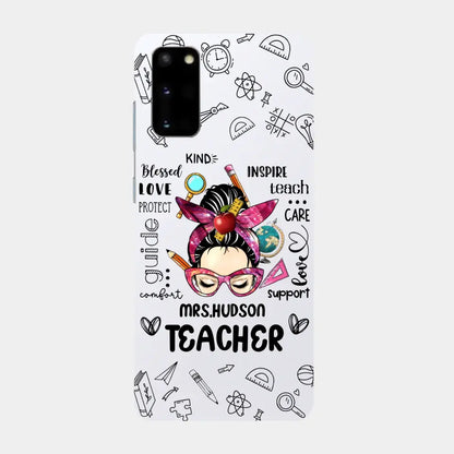 Messy Bun Teacher Typography Personalized Space Phone case