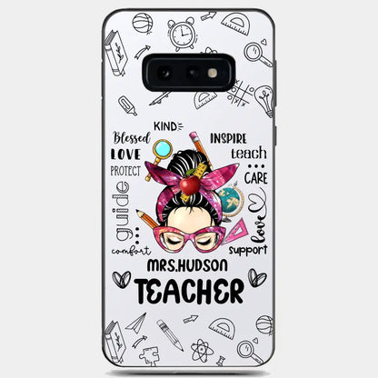 Messy Bun Teacher Typography Personalized Space Phone case