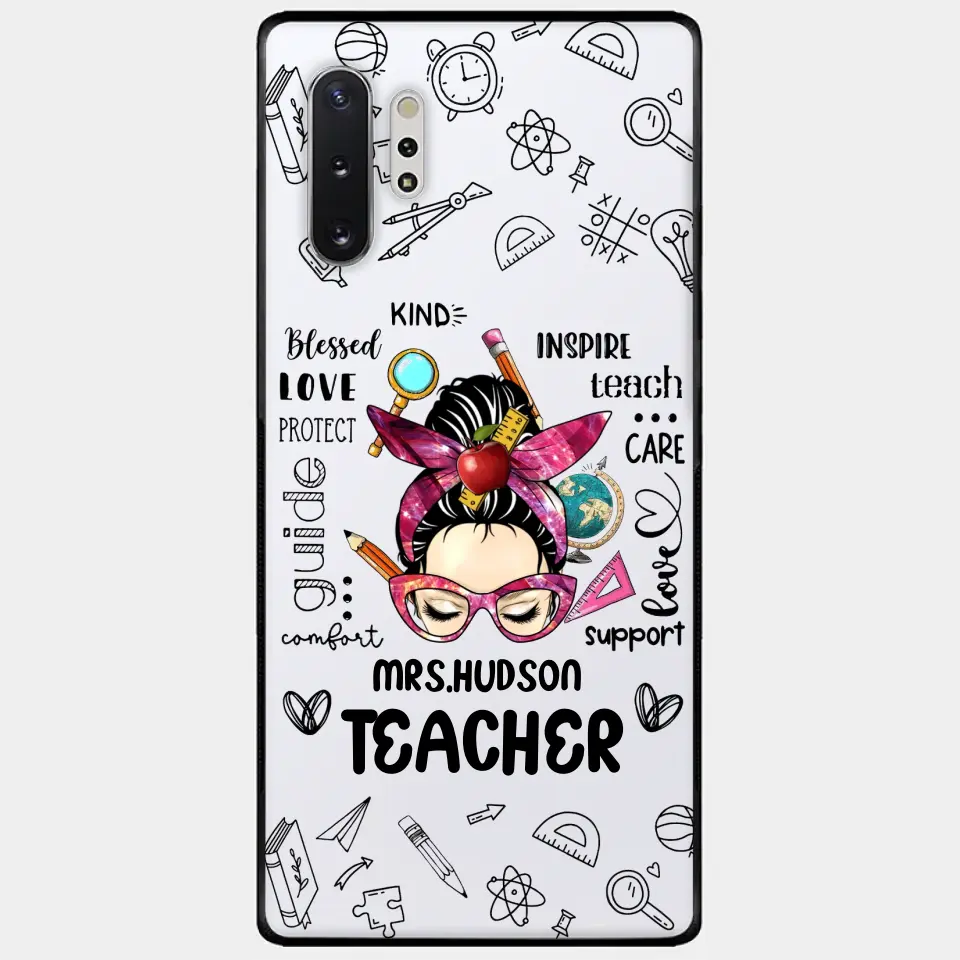 Messy Bun Teacher Typography Personalized Space Phone case