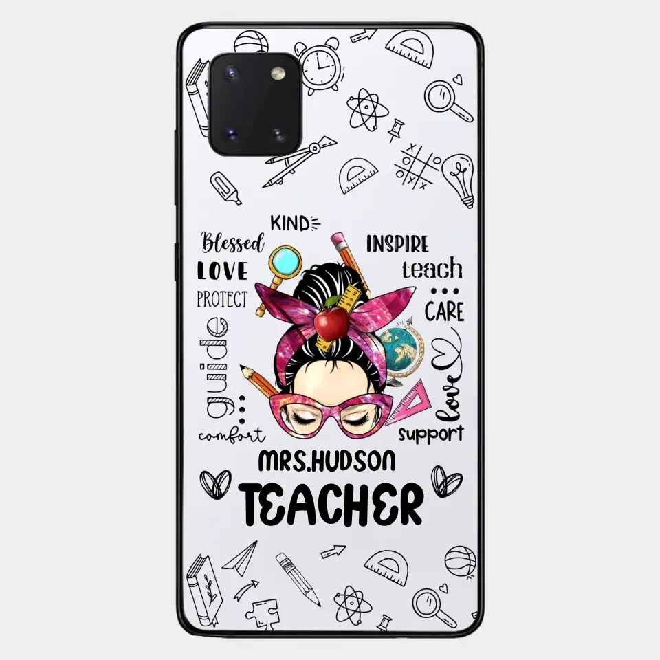 Messy Bun Teacher Typography Personalized Space Phone case