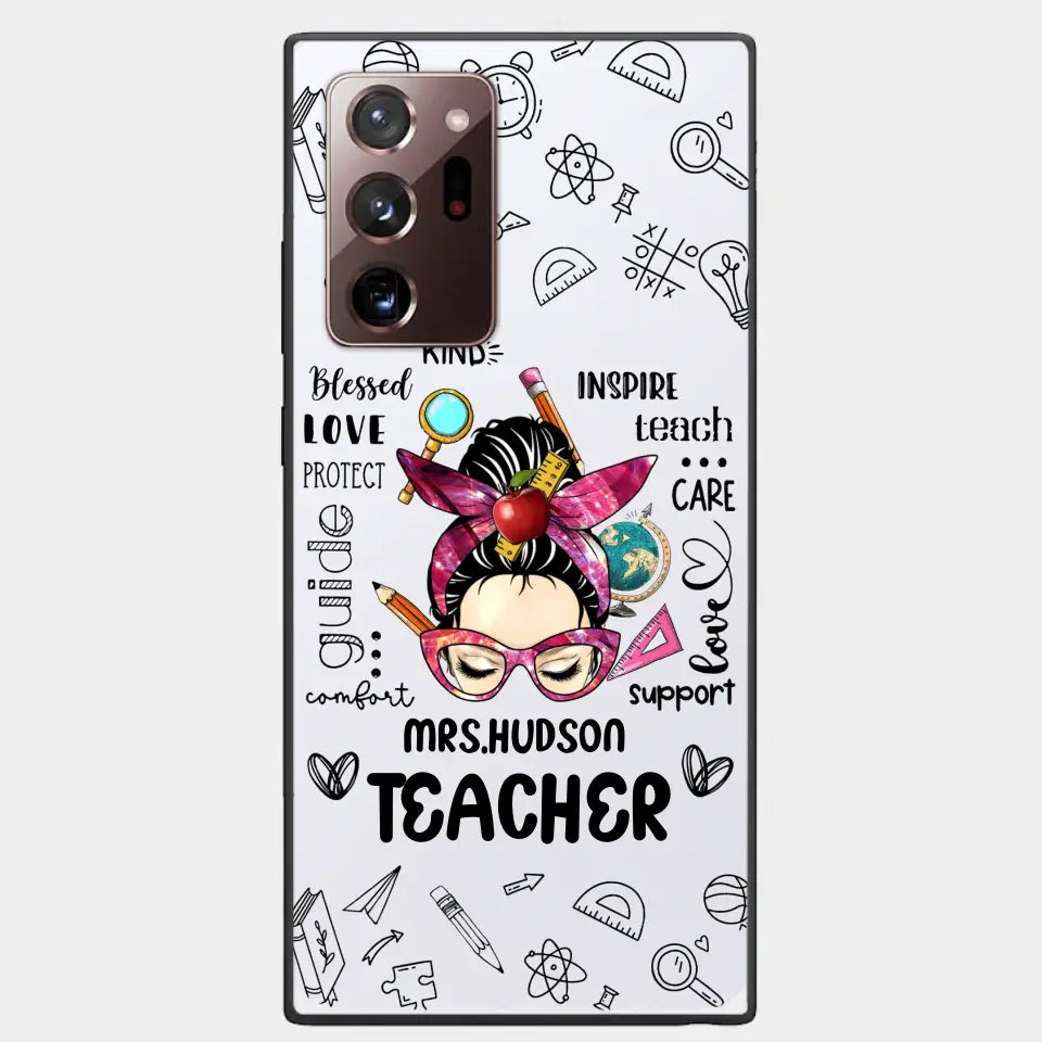 Messy Bun Teacher Typography Personalized Space Phone case