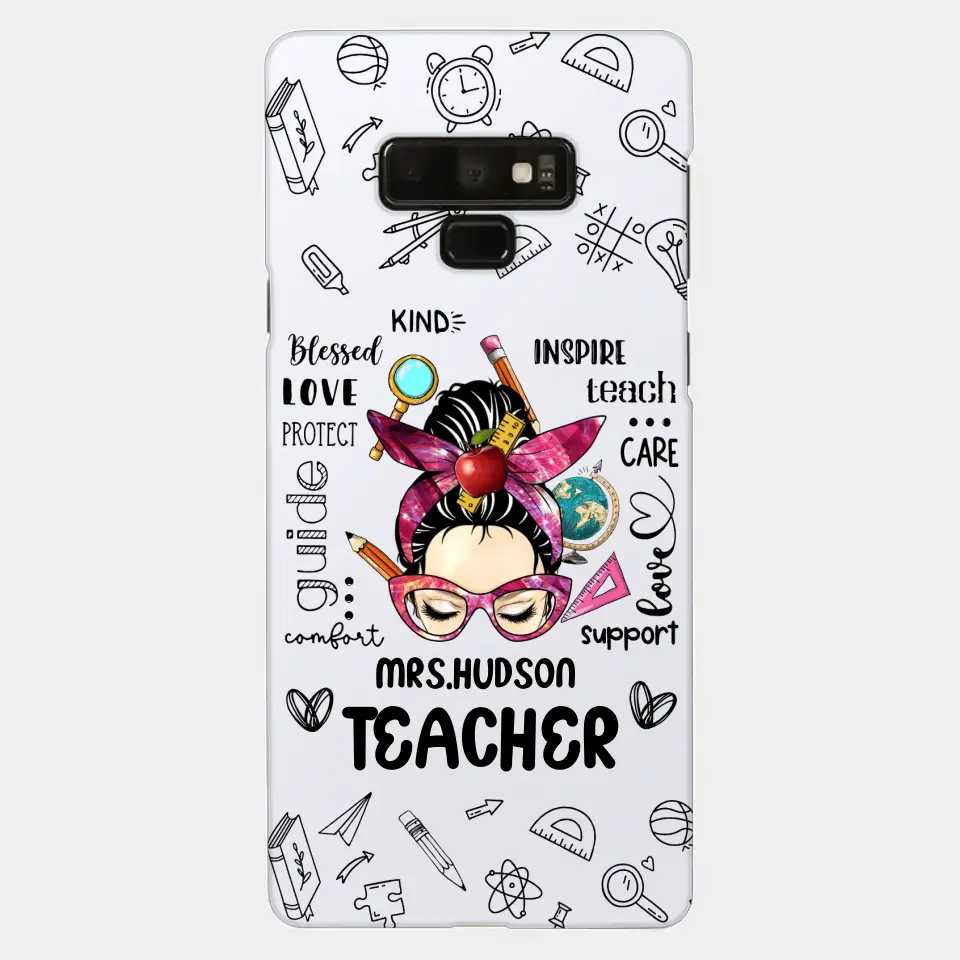 Messy Bun Teacher Typography Personalized Space Phone case