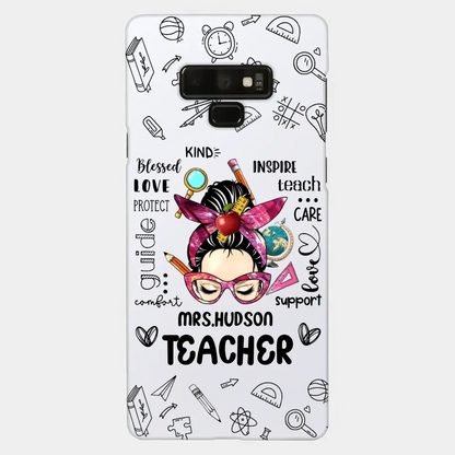 Messy Bun Teacher Typography Personalized Space Phone case