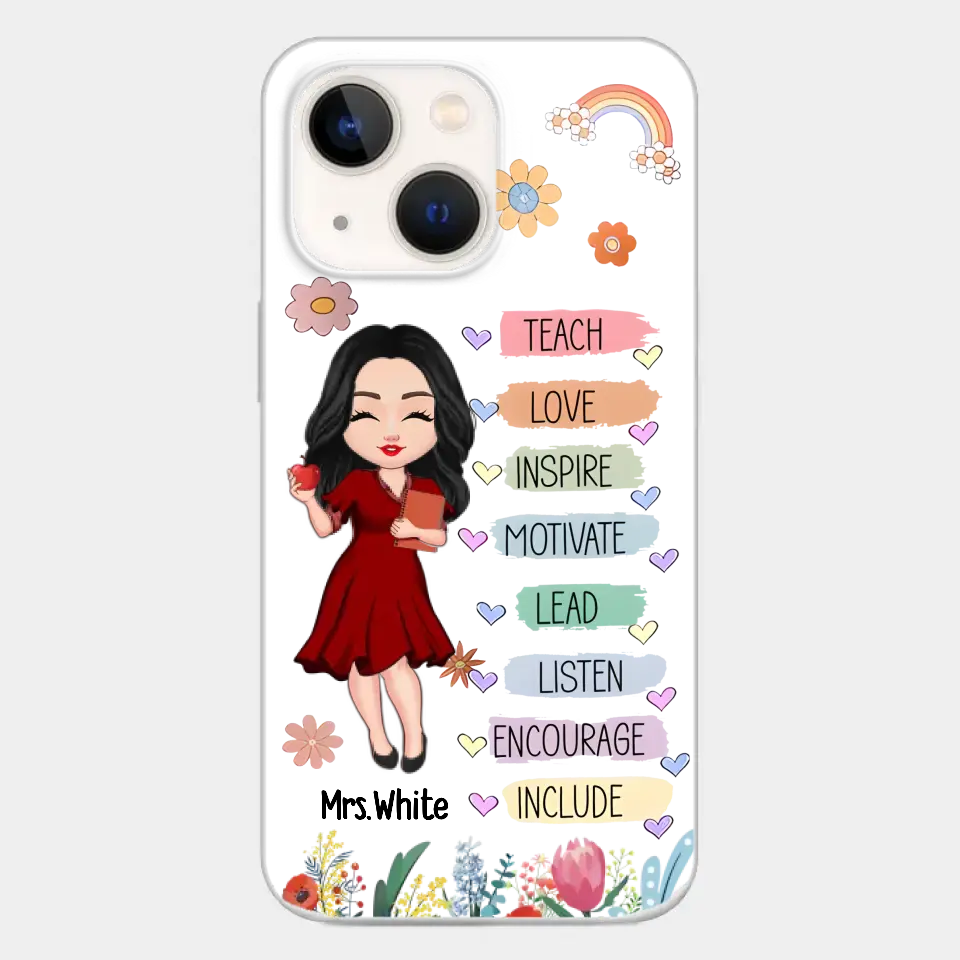 Teacher Floral Rainbow Personalized Phone case Teacher Appreciation Thank