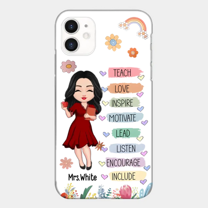 Teacher Floral Rainbow Personalized Phone case Teacher Appreciation Thank