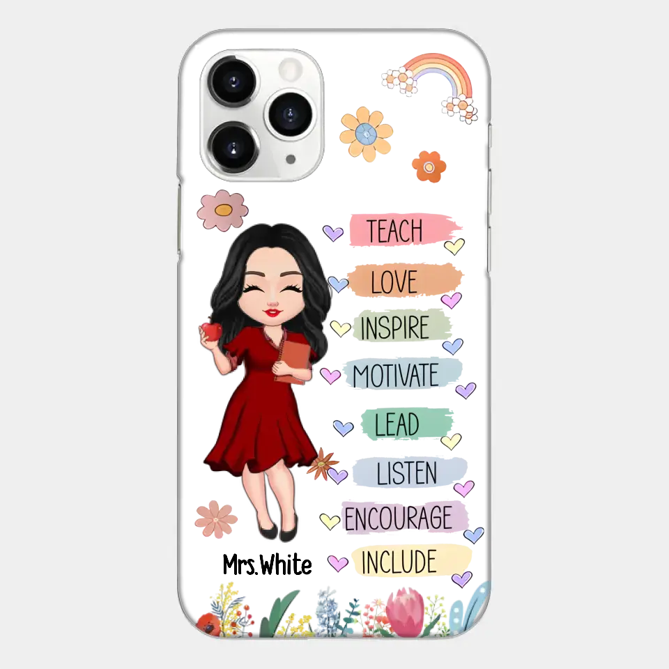 Teacher Floral Rainbow Personalized Phone case Teacher Appreciation Thank