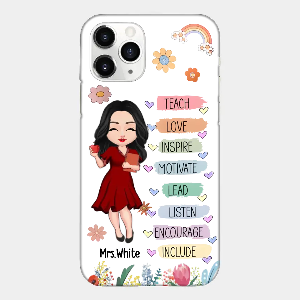 Teacher Floral Rainbow Personalized Phone case Teacher Appreciation Thank