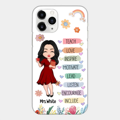 Teacher Floral Rainbow Personalized Phone case Teacher Appreciation Thank