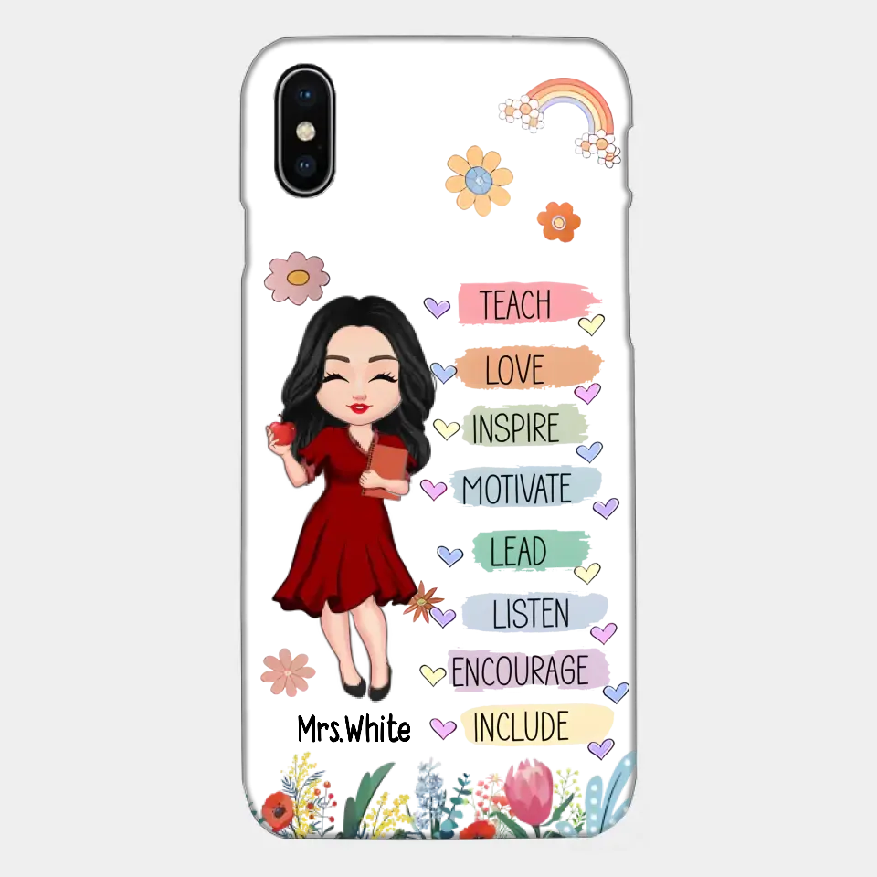 Teacher Floral Rainbow Personalized Phone case Teacher Appreciation Thank