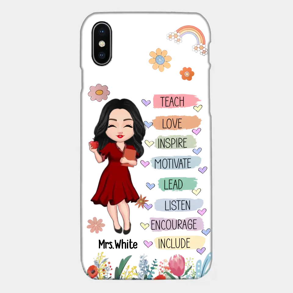Teacher Floral Rainbow Personalized Phone case Teacher Appreciation Thank