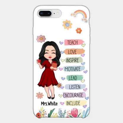 Teacher Floral Rainbow Personalized Phone case Teacher Appreciation Thank