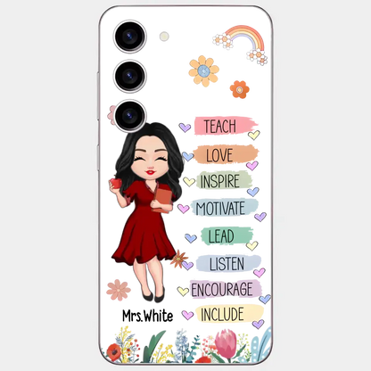 Teacher Floral Rainbow Personalized Phone case Teacher Appreciation Thank