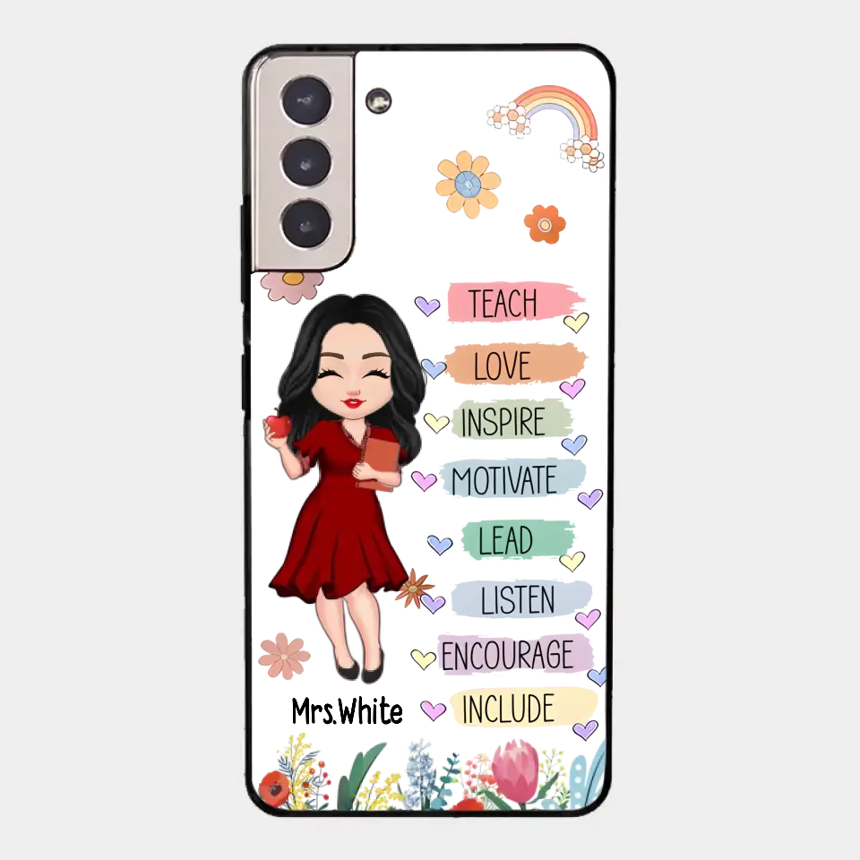 Teacher Floral Rainbow Personalized Phone case Teacher Appreciation Thank