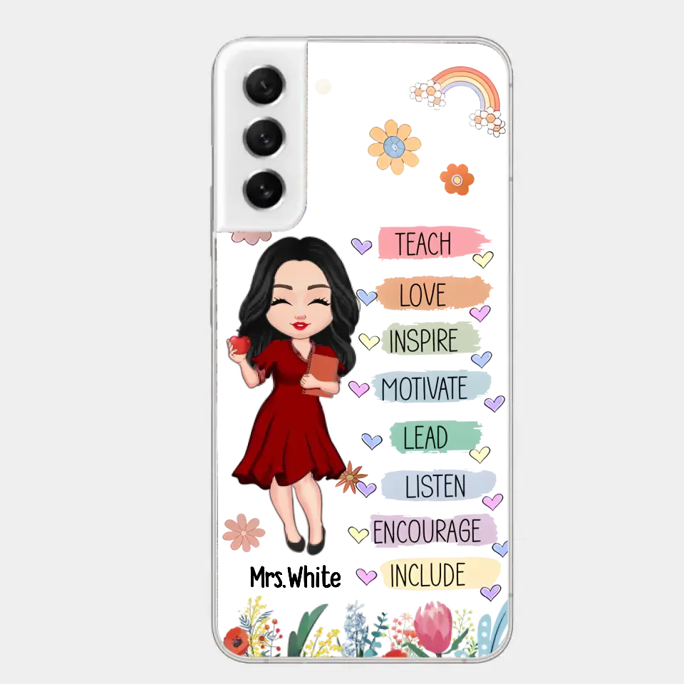 Teacher Floral Rainbow Personalized Phone case Teacher Appreciation Thank