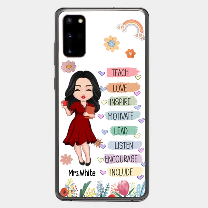 Teacher Floral Rainbow Personalized Phone case Teacher Appreciation Thank