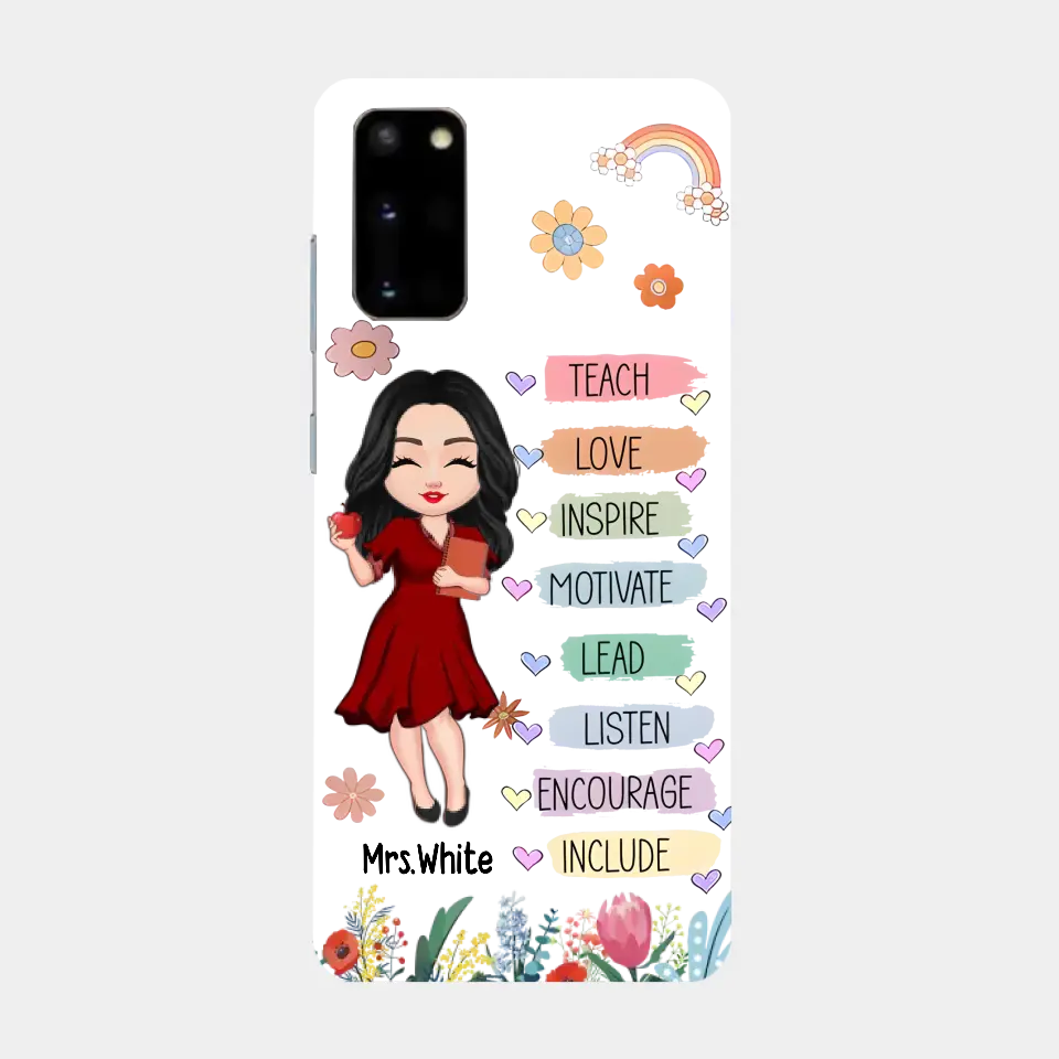 Teacher Floral Rainbow Personalized Phone case Teacher Appreciation Thank