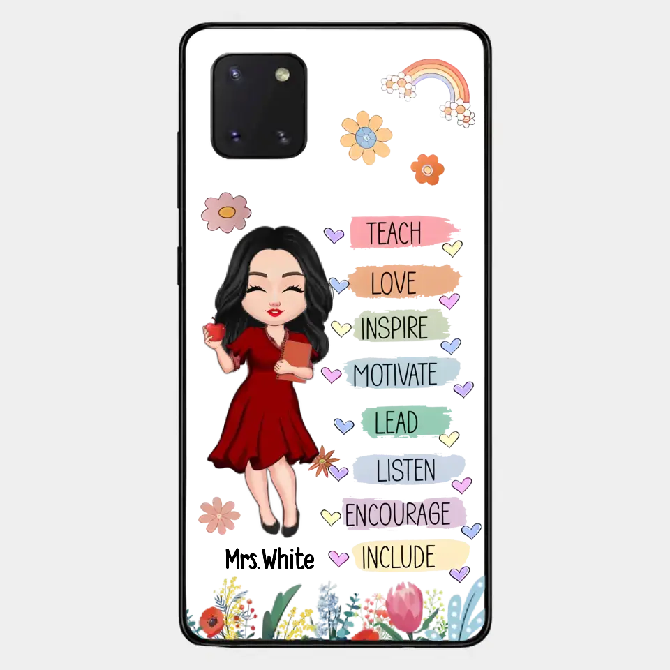 Teacher Floral Rainbow Personalized Phone case Teacher Appreciation Thank