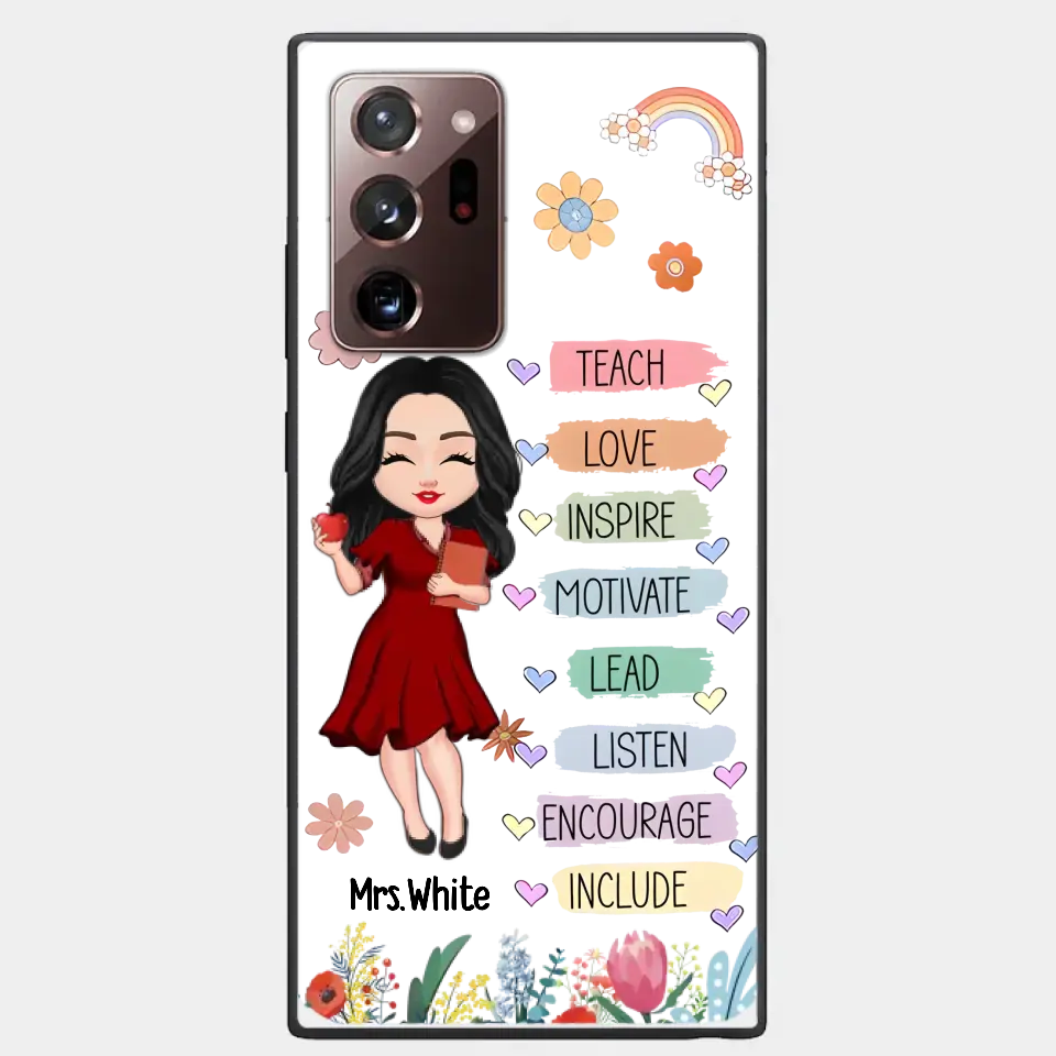 Teacher Floral Rainbow Personalized Phone case Teacher Appreciation Thank