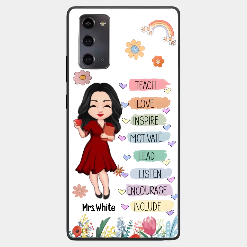 Teacher Floral Rainbow Personalized Phone case Teacher Appreciation Thank