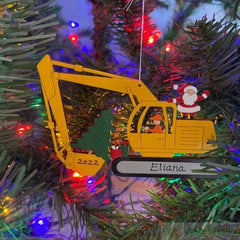 Personalized Christmas Excavator Construction Ornament