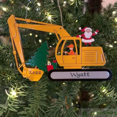 Personalized Christmas Excavator Construction Ornament