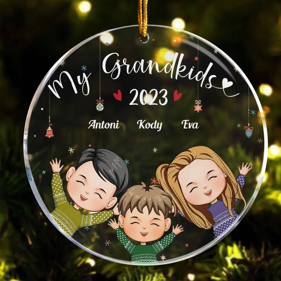 Grandkids 2023 - Personalized Circle Acrylic Ornament