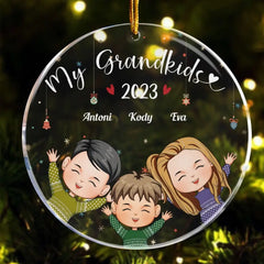 Grandkids 2023 - Personalized Circle Acrylic Ornament