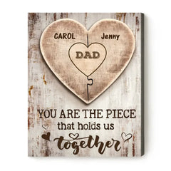 Christmas Gift for Dad,Personalized Dad Puzzle Poster, Dad You Are the Piece that Holds Us Together, Dad Sign With Kids Names