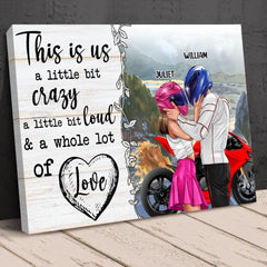 This Is Us A Little Bit Crazy Personalized Poster Print, Sport Biker Couple Gift