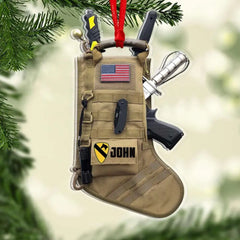 Military Tactical Christmas Stocking, Personalized Acrylic Ornament, Christmas Gift For Veteran & Soldier