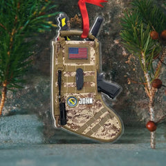 Military Tactical Christmas Stocking, Personalized Acrylic Ornament, Christmas Gift For Veteran & Soldier