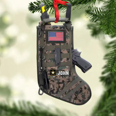 Military Tactical Christmas Stocking, Personalized Acrylic Ornament, Christmas Gift For Veteran & Soldier