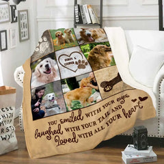 Personalized Photo Dog Blanket, Pet Loss Gifts, You Smiled With Your Eyes