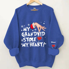 My grandkids Stole My Heart Grandma Personalized Christmas Sweatshirt