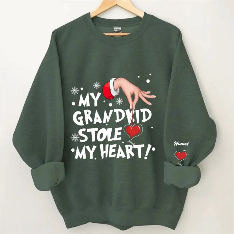 My grandkids Stole My Heart Grandma Personalized Christmas Sweatshirt
