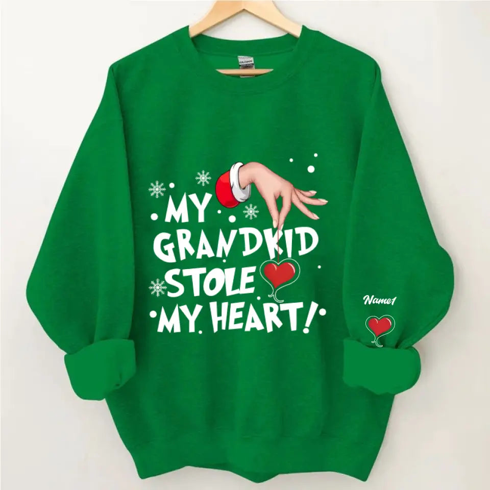 My grandkids Stole My Heart Grandma Personalized Christmas Sweatshirt