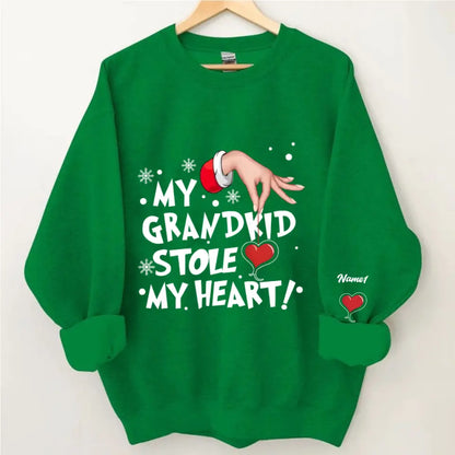 My grandkids Stole My Heart Grandma Personalized Christmas Sweatshirt