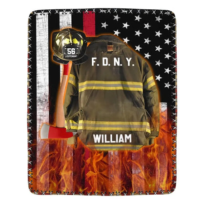 Firefighter Us Flag Armor And Name Custom Blanket Gift For Firefighter Fireman